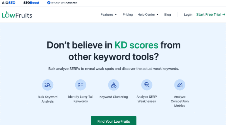 SEO para startups: 11 lecciones de mis más de 7 años como SEO 7 lowfruits homepage new 768x425 1